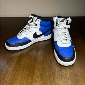Nike Men's Black, Blue, and White Court Vision Sneakers